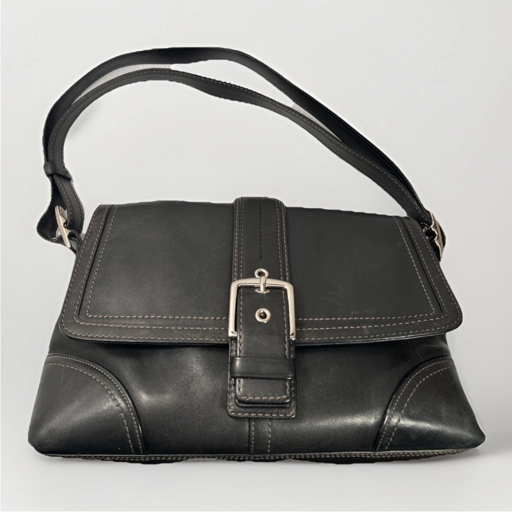 Coach Medium Black Y2K Soho Flap Leather Shoulder Crossbody Purse F11196
